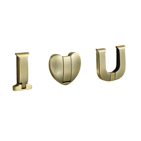 

VEAREAR 3Pcs/Set Wall Hooks Punch Free Screw Mounted Dual-purpose Space-saving Space Aluminum I Love U Letter Shape Hat Clothes Back Door Hangers for Bedroom