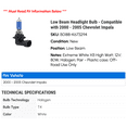 thumbnail image 2 of Low Beam Headlight Bulb - Compatible with 2000 - 2005 Chevy Impala 2001 2002 2003 2004, 2 of 2