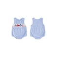 thumbnail image 2 of BemeyourBBs Newborn Baby Boys Summer Clothes Plaid Smocked Bubble Romper Baby Boys Summer Beach Holiday Outfits Casual Sailboat Crayfish Marine Embroidery Sleeveless Bodysuit Jumpsuit Playsuit, 2 of 9