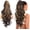 Dark Brown with Highlights, variant on Ponytail Extension, 24" Claw Clip in Ponytail Extensions Synthetic Hairpiece Long Curly Wavy Layered Hair Extension Jaw Clip Pony Tails for Women Black