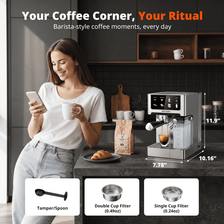 AIRMSEN 20-Bar Espresso Machine with Touchscreen photo 8