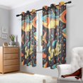 thumbnail image 2 of Yayeee Window Curtains Set of 2 for Living Room Light Filtering 63"x42", Black Sardines Pattern, 2 of 7
