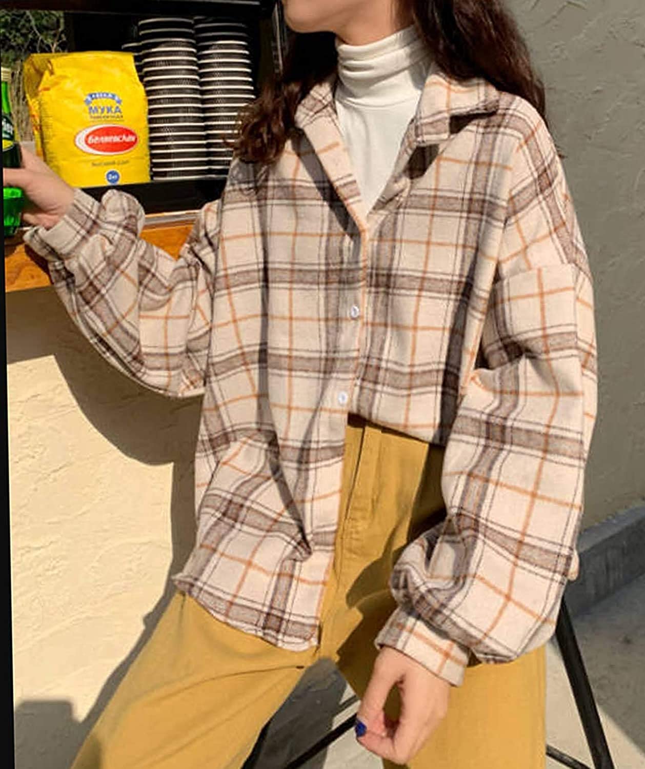 Women's Flannel Plaid Shirts Oversized 