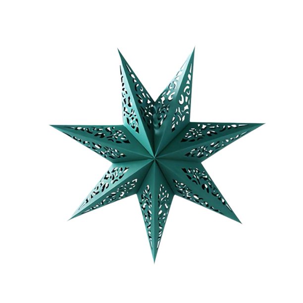 Wartleves Linterna de papel con forma de estrella, pantalla de papel con luz LED, pentagrama de papel 3D para Navidad, linterna de papel para fiestas, estrella hueca