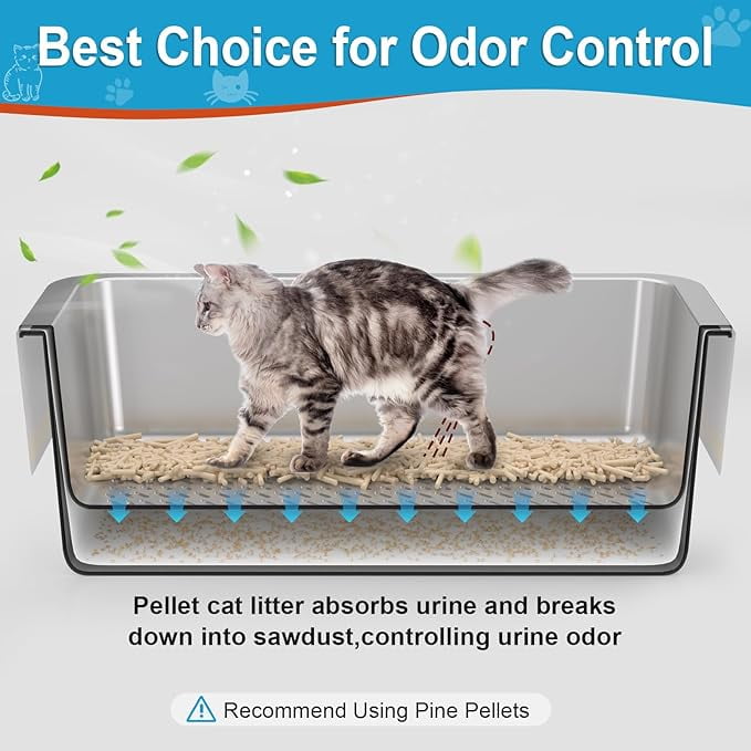 Stainless Steel Sifting Litter Box,Metal Sifting Cat Litter Box for Wood  Pine Pellets,Medium Sifter Litter Pan System for Small Cats,Odor  Control,Easy to Clean,with Litter Boxes Liners and Metal - Walmart.com