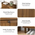 thumbnail image 6 of GODPAW 9.5" Narrow Freestanding Shoe Cabinet Storage, 2 Fluted Flip Drawers, Top Shelf & Adjustable Shelves, Entryway, Walnut, 6 of 9