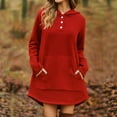 thumbnail image 2 of ZHYou Womens Hooded Sweatshirts,Dress Long Sleeve Pullover Tunic Tops with Pockets,Comfortable Casual Front Button Warm Tops,Red,Size S, 2 of 7