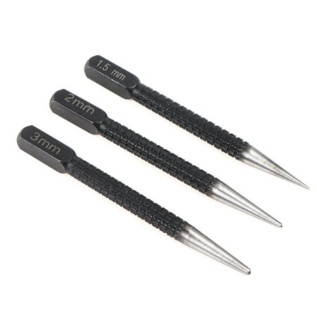 

3Pcs/Set Non Slip Center Punch Pin Set Drill Bit Alloy Steel 3/32 Wood Metal