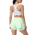 thumbnail image 4 of Dwellite Running Shorts for Women High Waisted Quick Dry Butterfly Flowy Athletic Gym Yoga with Pockets Light Green S, 4 of 5