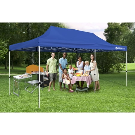 GIGATENT POP UP CANOPY 20 X 10 Powder Coated Steel Frame HEIGHT UP TO 130″ HEAVY DUTY & WEATHERPROOF EASY SET UP BLUE