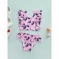 thumbnail image 3 of Genuiskids Toddler Baby Girl Swimsuit 2 Piece Bathing Suit Flutter Sleeve Top Ruffle Shorts Swimwear Bikini Set Beachwear, 3 of 9