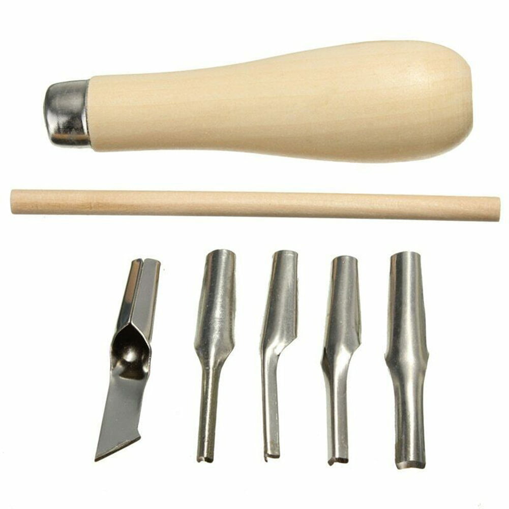Set Of 5 Lino Block Cutting Rubber Stamp Carving Tools For Print Handmade 8C 
