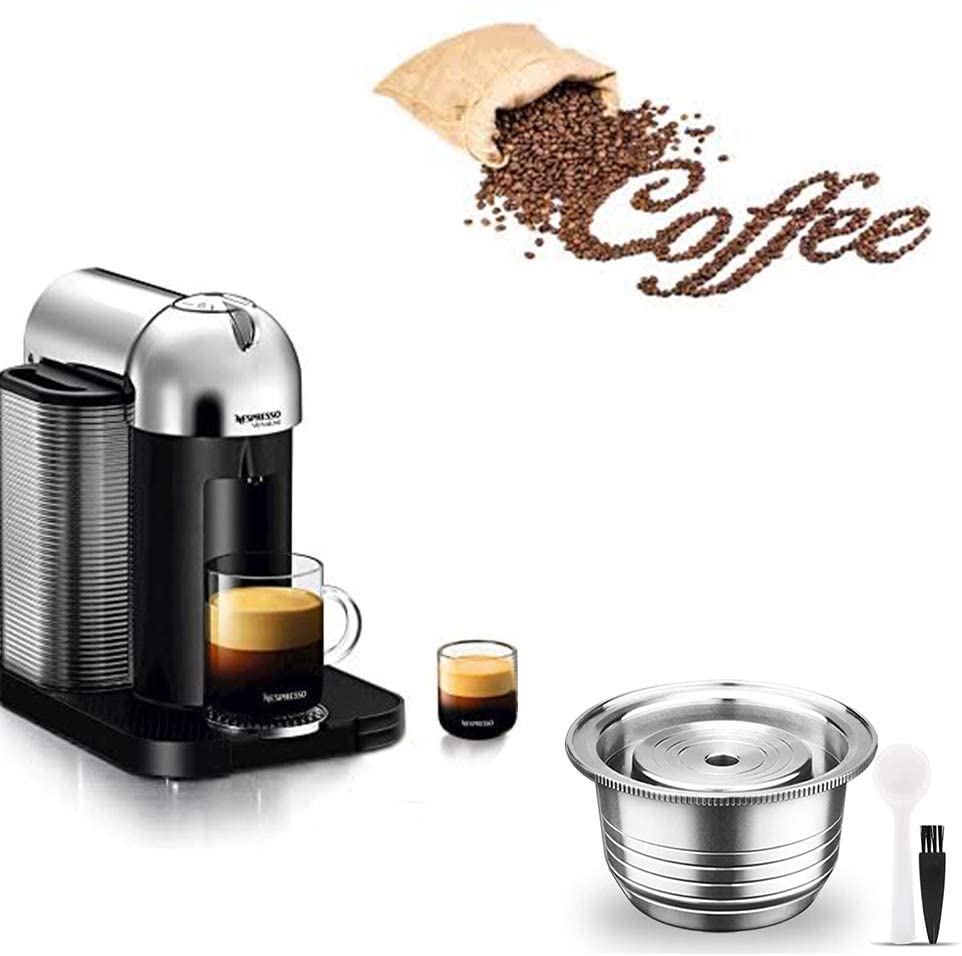 Reusable Coffee Capsule Filter, Stainless Steel Coffee Pod Holder Set  Compatible with Nespresso Vertuoline GCA1/Plus, Nespresso Vertuo Plus  Series, Delonghi ENV 135/150 with Brush Spoon (240ml) - Walmart.com -  Walmart.com