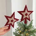 thumbnail image 2 of Cinvoph Christmas Star Tree Topper with Sequin for Holiday Decorations, Velvet Shatterproof Xmas Tree Decoration Ornament for Home Party Indoor Outdoor Decor 8" Red A, 2 of 6