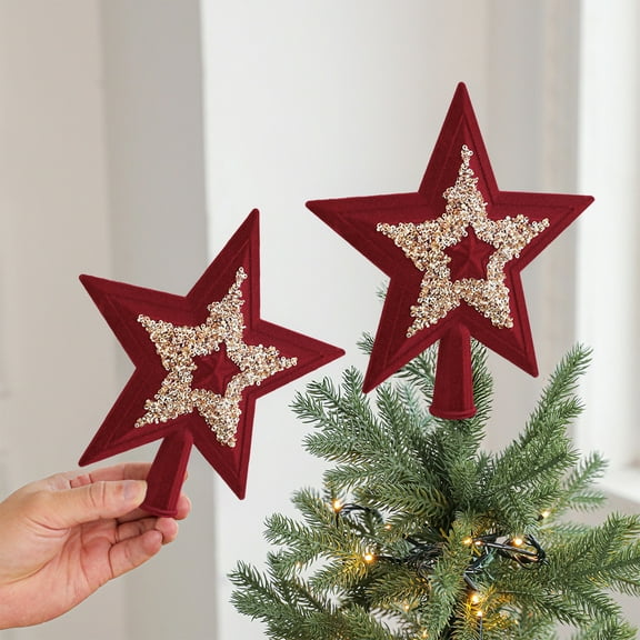 Fzsteel Three-Dimensional Glitter Christmas Tree Topper Star for Festive Holiday Decor - Luxurious and Eye-Catching Design, Durable Plastic Material