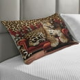 thumbnail image 2 of Ambesonne Leopard Quilted Pillowcover, Big Cat on Sectional Sofa, 30" x 20", Red Apricot Dark Salmon, 2 of 2
