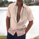 thumbnail image 3 of Camisa de manga corta con cuello abatible y botones para hombre, informal, cómoda, transpirable, con estampado 3D de rayas de playa para vacaciones, 3 of 5