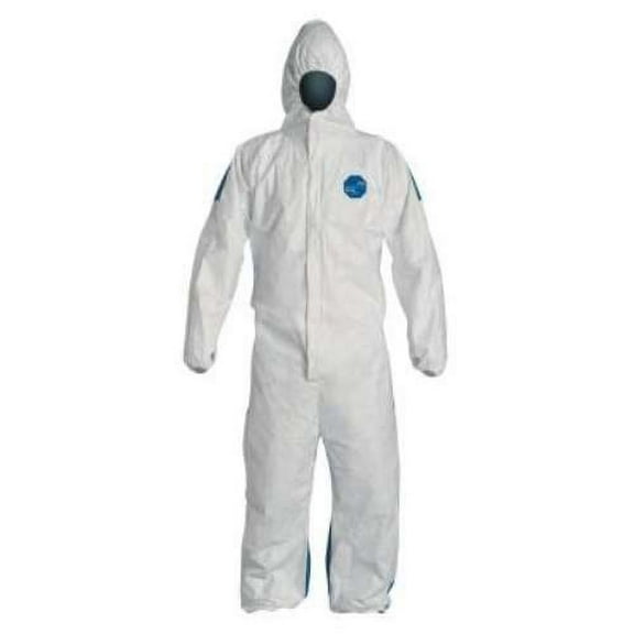 Hooded Disposable Coveralls, Xl, White, Tyvek(R) 400 D, zipper
