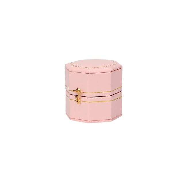 Sonducket Caja de almacenamiento de anillos, cajas creativas octogonales Vintage, joyería de cuero, estuche liso abotonado, bandeja organizadora para Ropa, zapatos y accesorios Miscelánea Rosado Sonducket AP016375-06