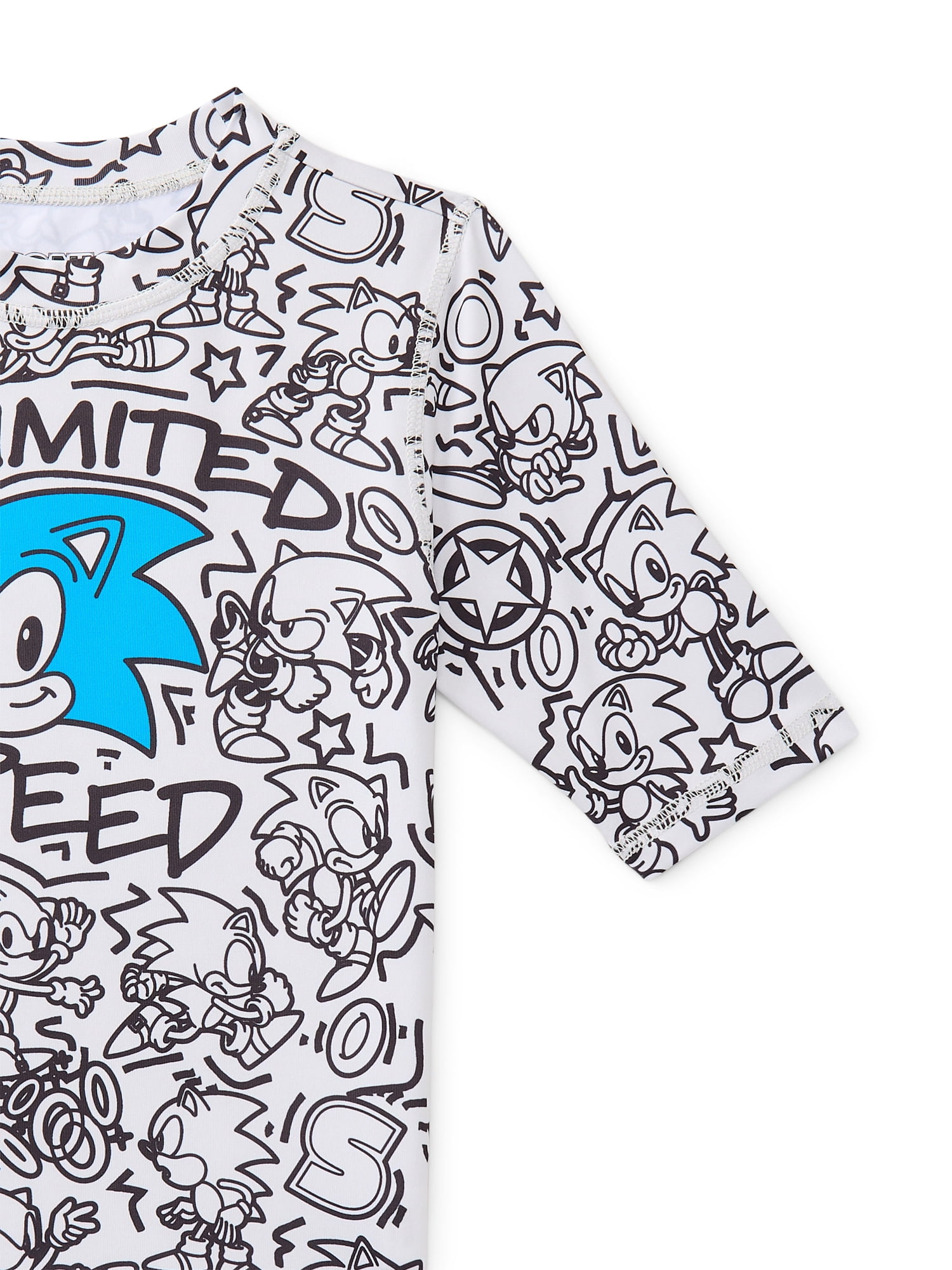 Sonic the Hedgehog Boys Short Sleeve Rashguard with UPF 50, Sizes 4-12