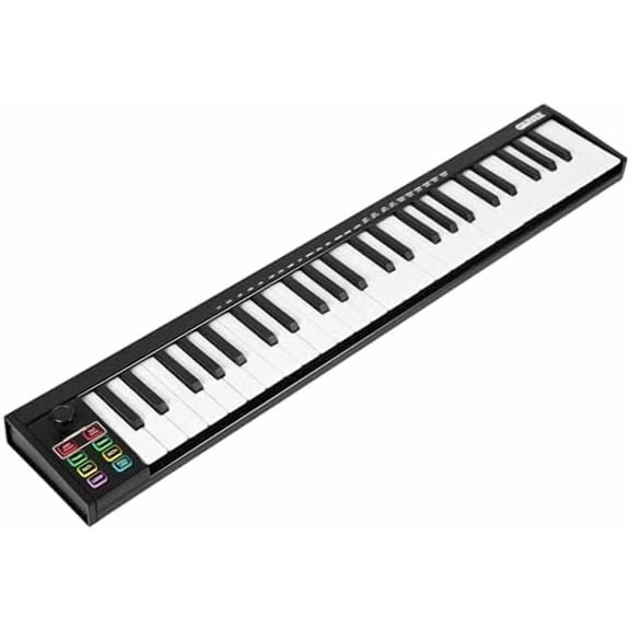 49 Key MIDI Keyboard Controller, USB MIDI Keyboard Controller with DAW Integration, 8 Drum Pads & OLED Display, Perfect for Music Production, Black$$Music