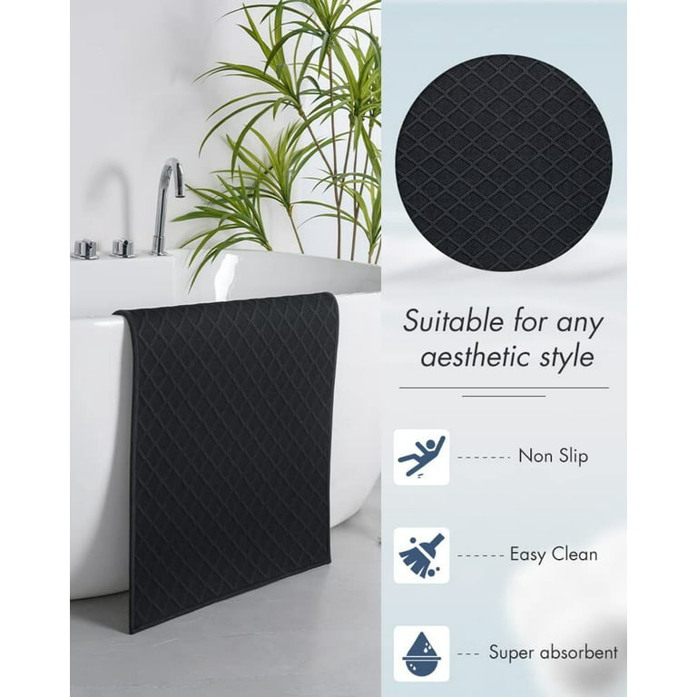 SIXHOME Black Bathroom Rugs Ultra Thin Rubber Non Slip Bath Mat