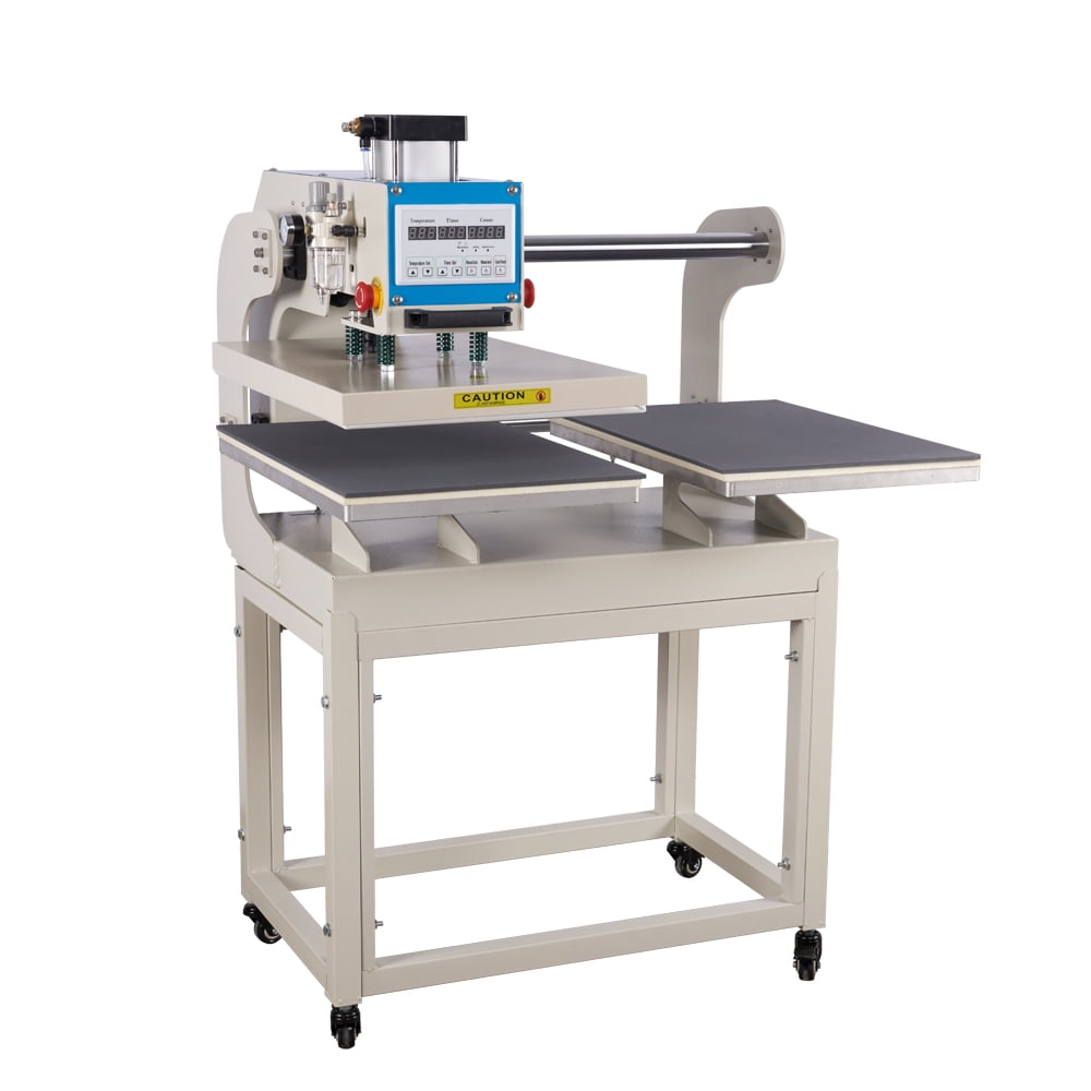 Heat Press Machine 16" x24" Up Sliding Dual Platen Heat Press Machine, Pneumatic Infrared Positioning Heat Press Machine, White+Blue