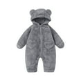 thumbnail image 2 of Baby Snowsuit Newborn Winter Hooded Romper Fleece Snowsuit Baby Jumpsuit Cartoon Bear Winter Coat for Girls and Boys Gray 6-9 Months, 2 of 6