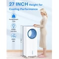 thumbnail image 4 of Windowless Portable Air Conditioner, 27" Bladeless Evaporative Air Cooler, Dual Tanks for 24H Cooling, 4 Modes & 3 Speeds, 25FT Remote&Timer, 360° Swing Swamp Cooler Air Cooler Indoor, 4 of 10