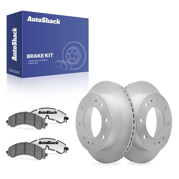 AutoShack Rear Vented Coated Brake Rotors   Ceramic Pads 6-PC Brake Kit Replacement for 2020-2025 Chevrolet Silverado 2500 HD 2020-2025 GMC Sierra 2500 HD ArmorStop 14.17" (360 mm)