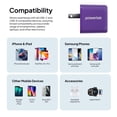 thumbnail image 6 of Powertek 20W USB-C PD + USB-A Dual Port Wall Charger, Carbon Design, Purple, 6 of 8