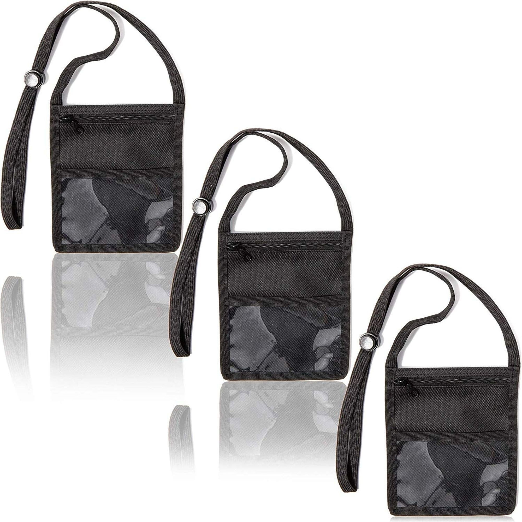 3 Pack ID Badge Holders with Zipper Pocket and Adjustable Lanyard, 6.1