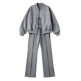 thumbnail image 5 of Zynoxe Plus Size Sweatsuits 2 Piece Set with Side Pockets Classic Stand Collar Zip Up Sweatshirt & Drawstring Pants Suit Relaxed Long Sleeve Tracksuit Set Versatile Solid Color Lounge Sets 2XL, 5 of 6