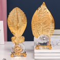 thumbnail image 4 of Simple Modern Light Luxury Golden Leaf Crystal Ball Decoration Study Room Model Room Desktop Metal Decoration Decoration, 4 of 8
