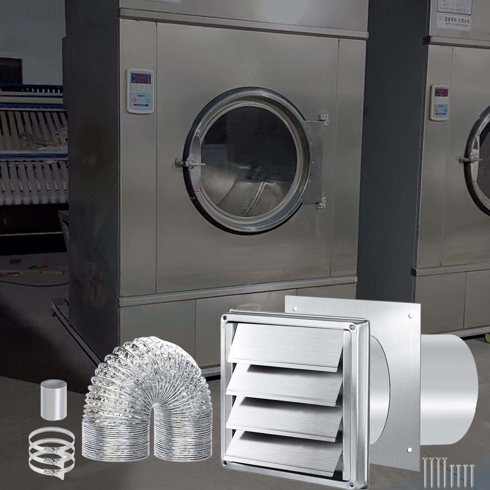 4Inch Dryer Vent Hose Connectors Wall Ducting Extracts Valves Duct Grills Cover Dryers Vent Wall Plate With Hoses