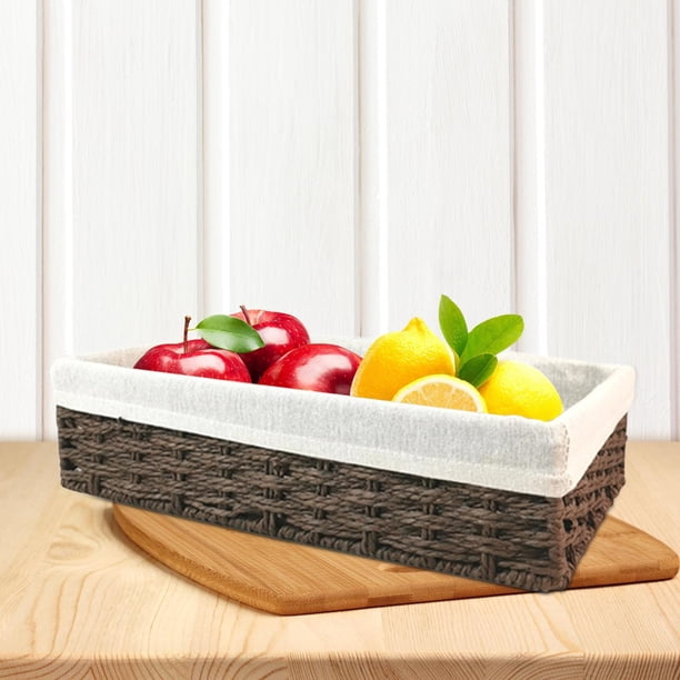 Cesta de almacenamiento hecha a mano, cestas de mimbre tejidas, organizador de artículos diversos de escritorio para fiestas, desayuno, decoración d m