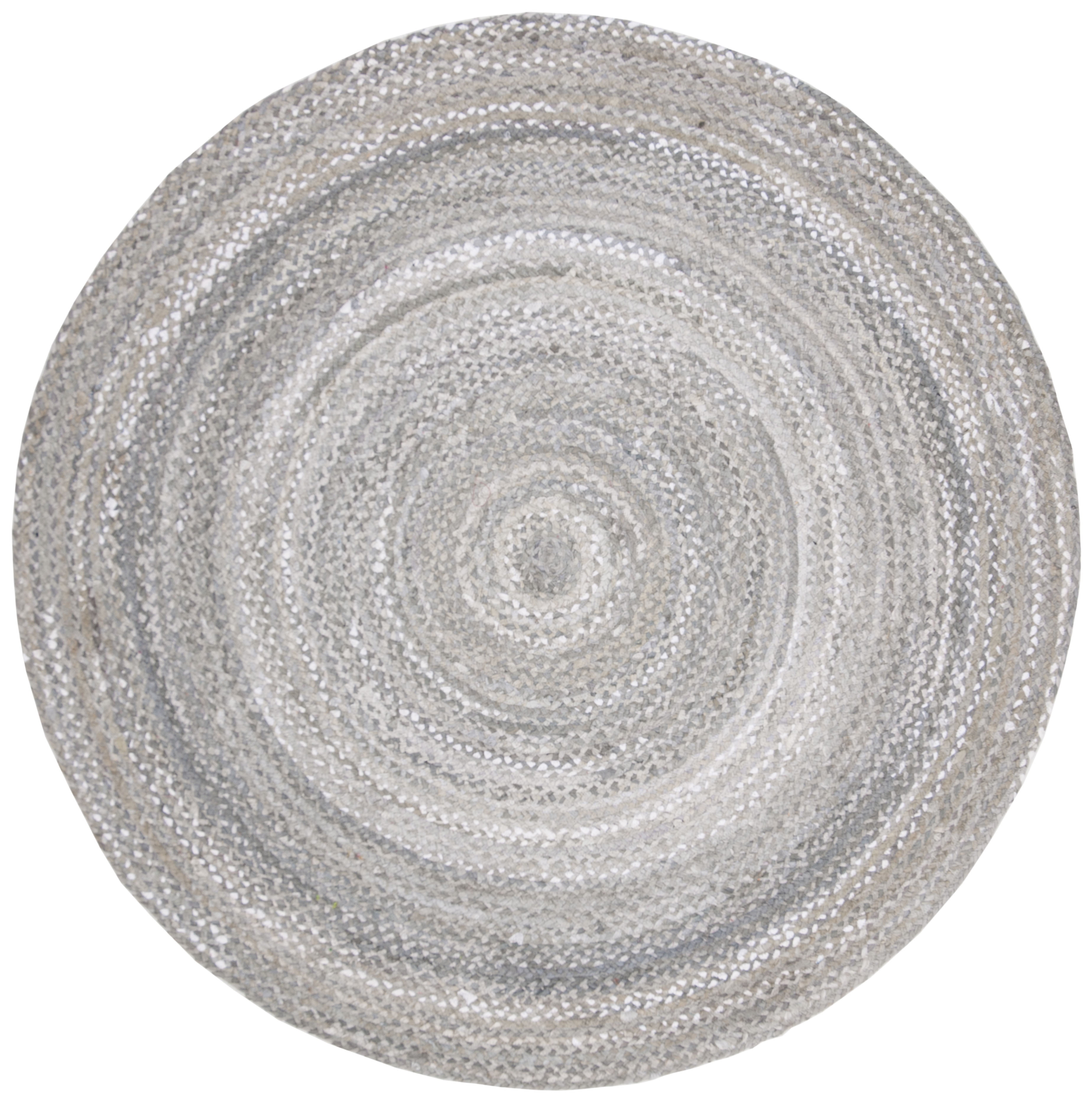 SAFAVIEH Braided Calvin Transitional Cotton Reversible Area Rug, Light Gray, 6' x 6' Round