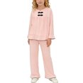 thumbnail image 2 of Ashirexll Girls Summer Clothes Solid Color Round Neck Long Sleeve Fashion Top with Pants Homewear Casual 2 Piece Set, 2 of 7