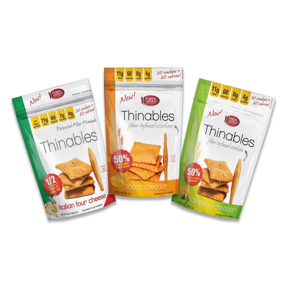 Thinables Bundle Pack, Low Carb Crackers, High Fiber Crackers, 6 oz