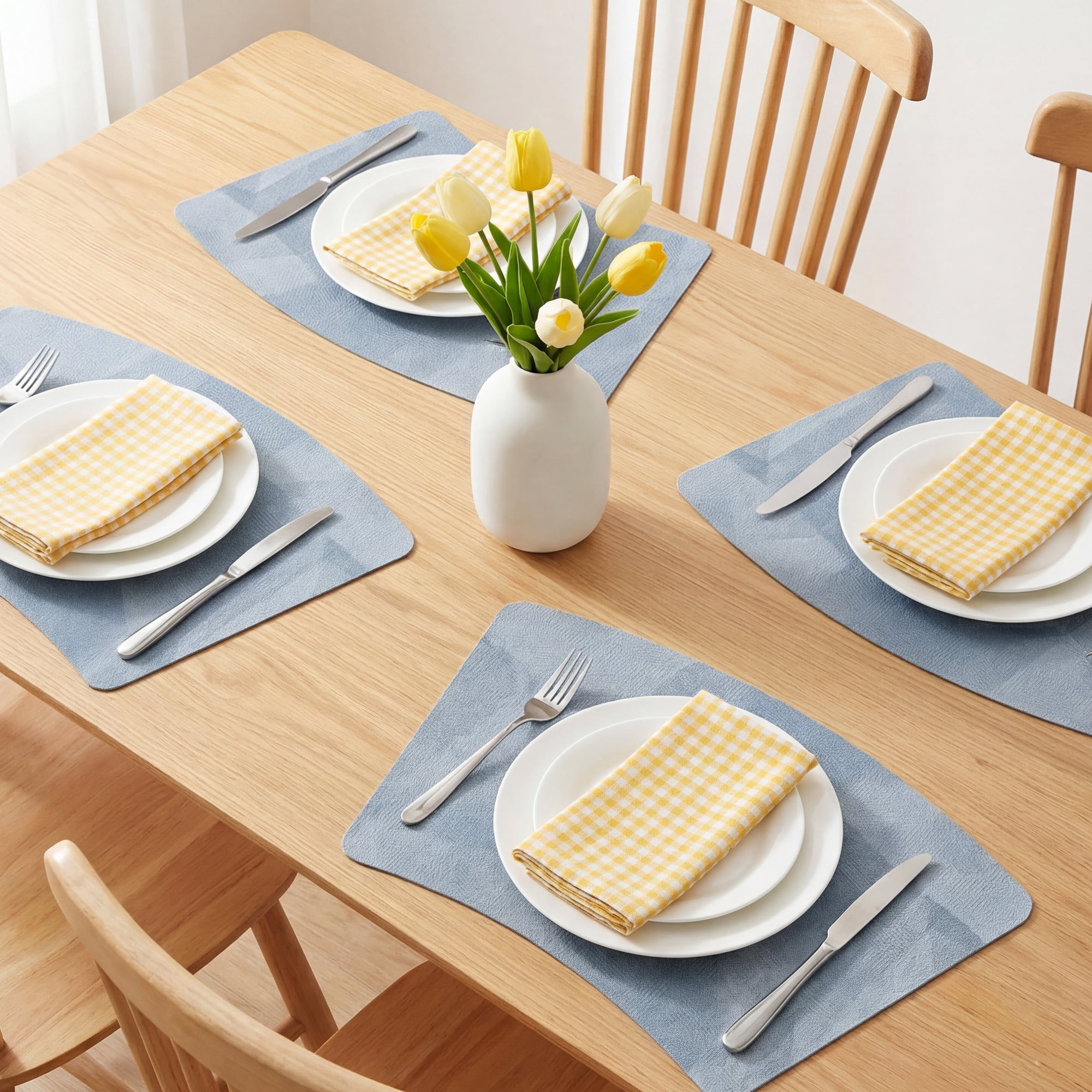 Unique Bargains 4pcs Wedge Placemats Light Blue 17.7"x11.8"