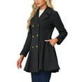 thumbnail image 4 of INSPIRE CHIC Winter Long Coat for Women's Lapel Collar Double Breast Coats M Black, 4 of 6