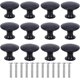 thumbnail image 1 of Pack of 12 Door Knobs Round Modern Black Furniture Knobs Door Drawer Handles for Bedroom Kitchen Cupboard Tables, 1 of 5