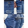 thumbnail image 6 of RAW X Men's Slim Fit Moto Rip And Repair Cargo Pocket Denim Jeans, Medium Blue, 34X30, 6 of 7