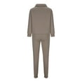 thumbnail image 4 of Brondbend Womens Sweatpant Set Women Pullover Hoodie Long Sleeved Half Zipper Pullover Solid High Waist Jogger Outfits Fashion Loose Tracksuits Hiking Fall Winter Sets Khaki, 4 of 5