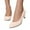 Beige, variant on Hinvhai Women Round Toe Low Heel Pumps Kitten Heels Closed Toe Dress Pumps Shoes Wedding Party Shoes Work Heels White 9(42)