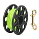 thumbnail image 3 of Carrete de buceo fluorescente verde, plástico, cobre, doble extremo, gancho P, cable de 30 metros, color negro., 3 of 14