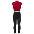 thumbnail image 2 of inlzdz Girls Sparkle Sports Dance Outfits Sleeveless Gymnastics Shirt Crop Top with Yoga Leggings Burgundy&Black-B 12, 2 of 7