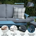 thumbnail image 3 of SERWALL Outdoor Patio Furniture Set, 7-Piece HDPE Outdoor Sofa Set Patio Conversation Set, Blue Frame with Grey Cushions, 3 of 7