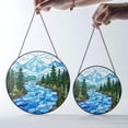 thumbnail image 2 of Mountain River Stained Glass Suncatcher Scenic Nature Art Decor Handmade Gift for Outdoors Lovers, 2 of 3