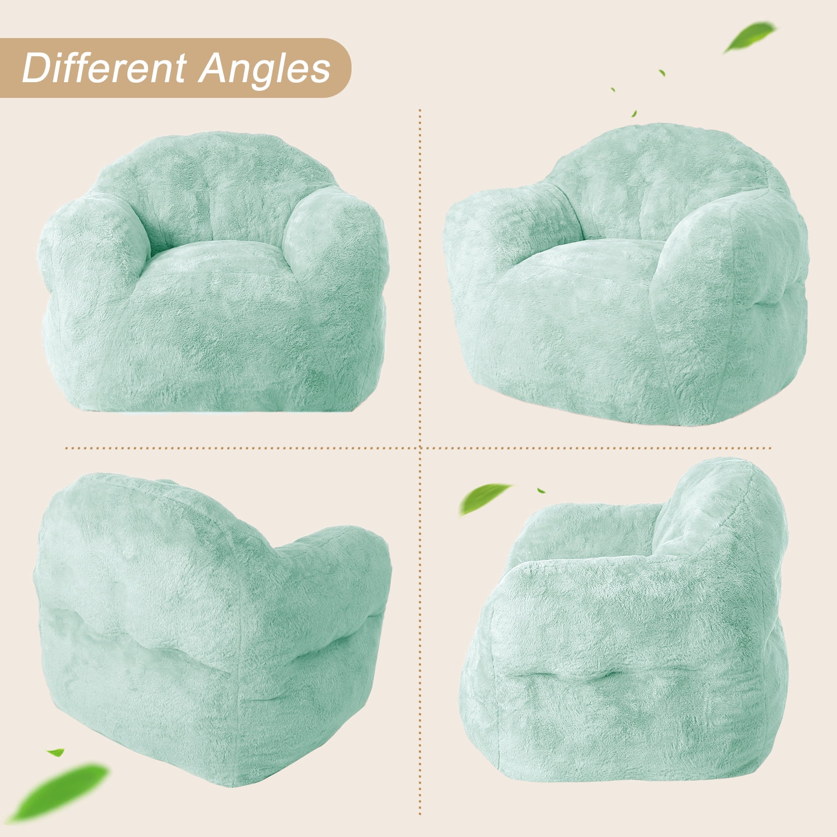 Extra Large Bean Bag Chair 39 Inch,Pre-Filled Plush Beanbag Sofa for Adults, Kids & Teens, Comfortable Lounge Chair for Bedroom & Living Room